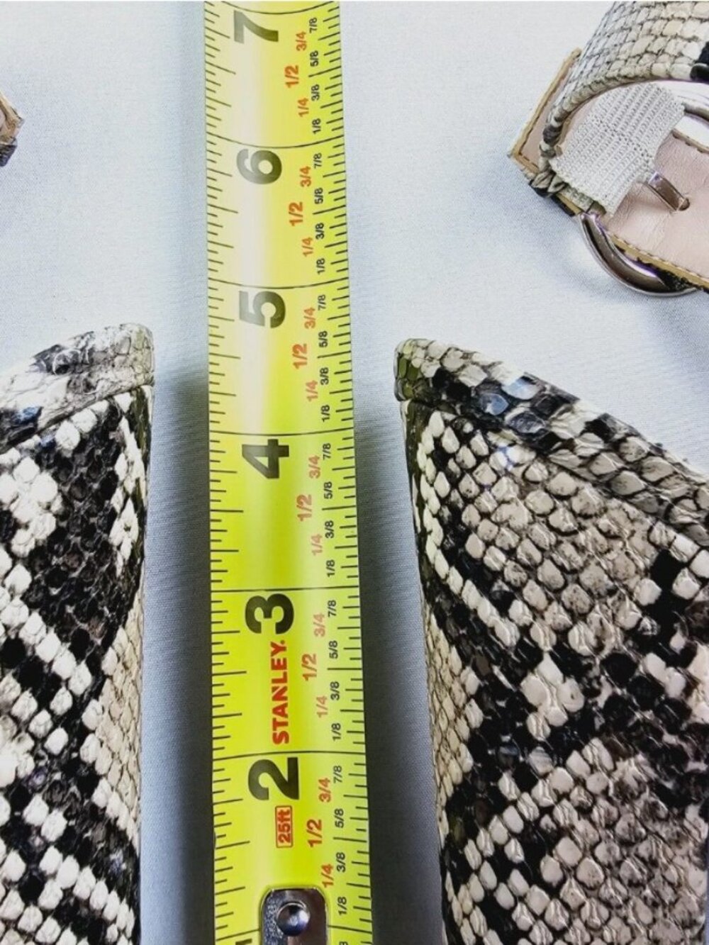 Snake-Print Pointed Toe Block Heel Booties -7.5 - Picture 9 of 10